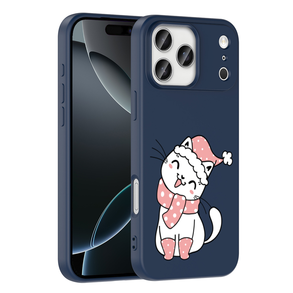 Cute Christmas Cat with Pink Polka Dot Outfit iPhone 17 Pro Max Case