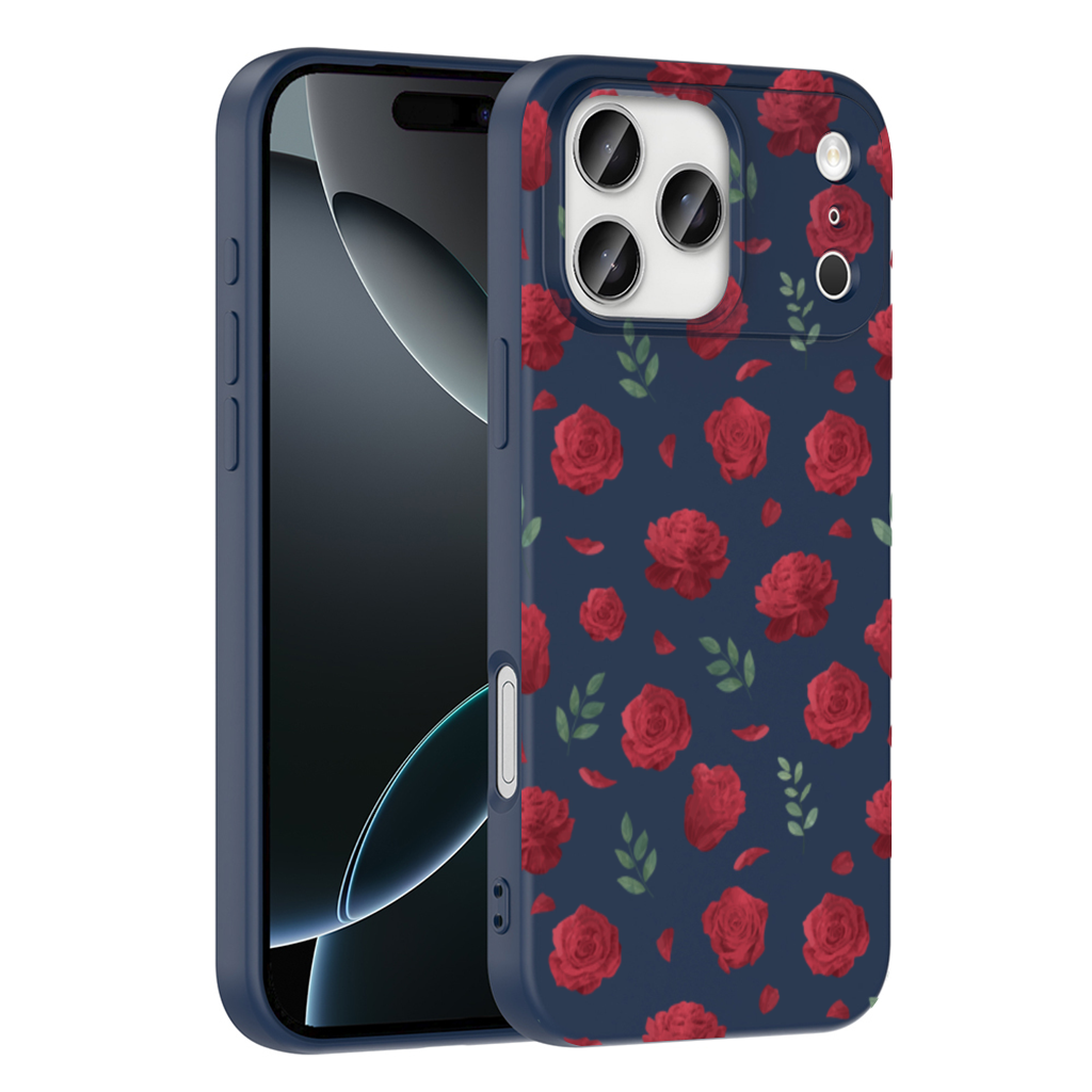 Red Rose and Leaf Romantic Seamless Pattern iPhone 17 Pro Max Case