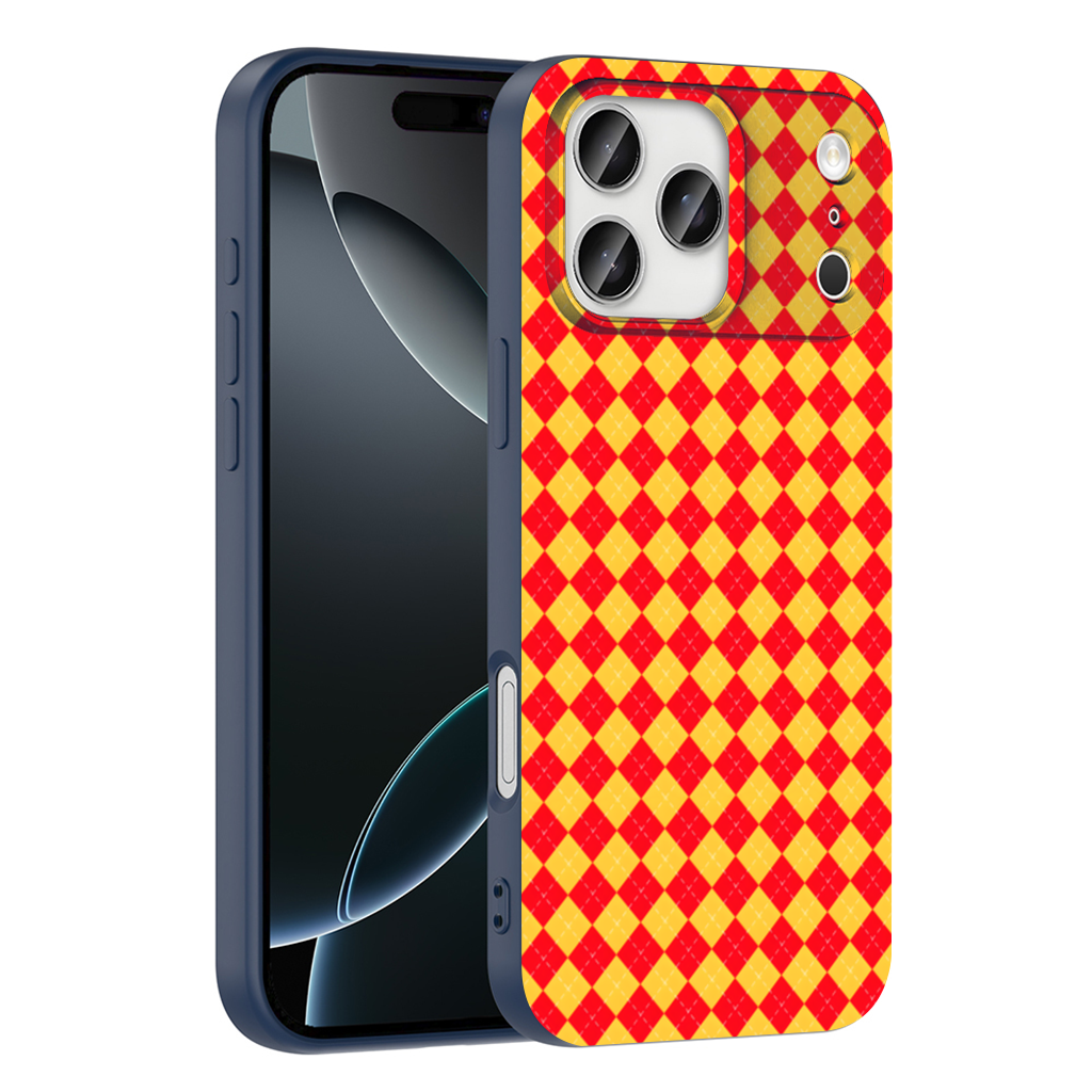 Red and Yellow Argyle Geometric Pattern Background iPhone 17 Pro Max Case