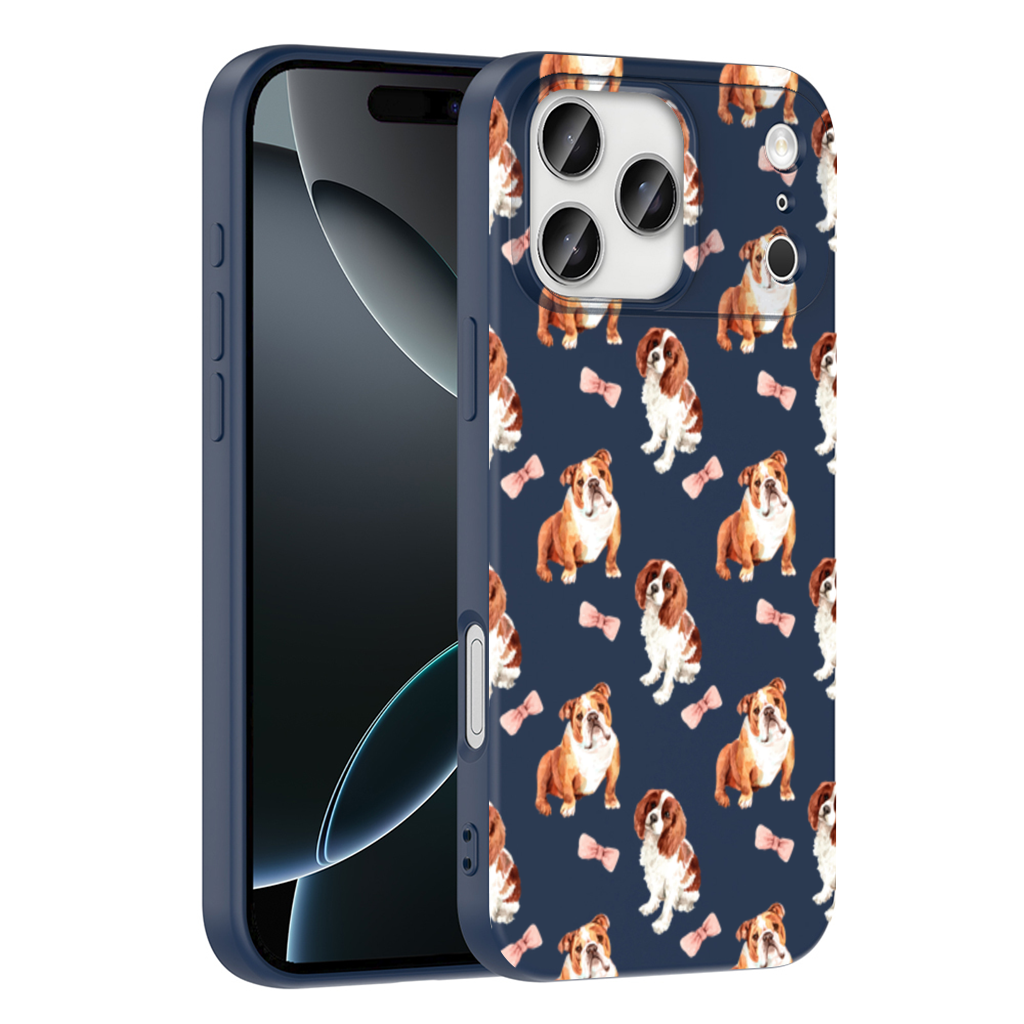 Watercolor English Bulldog and Cavalier Puppy Pattern iPhone 17 Pro Max Case