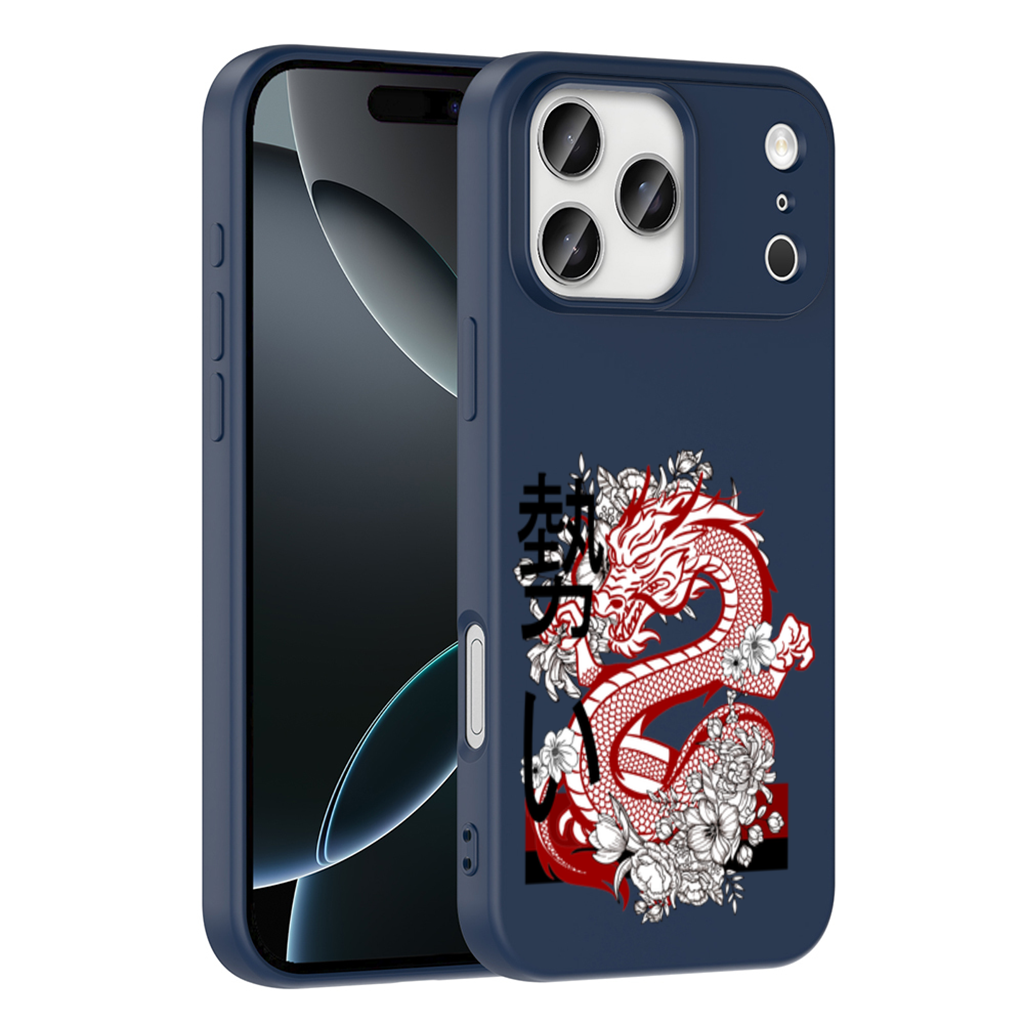 Japanese Dragon with Floral Design iPhone 17 Pro Max Case