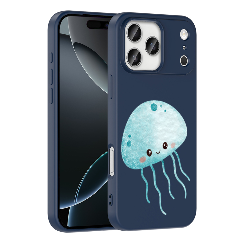 Cute Blue Jellyfish Character iPhone 17 Pro Max Case