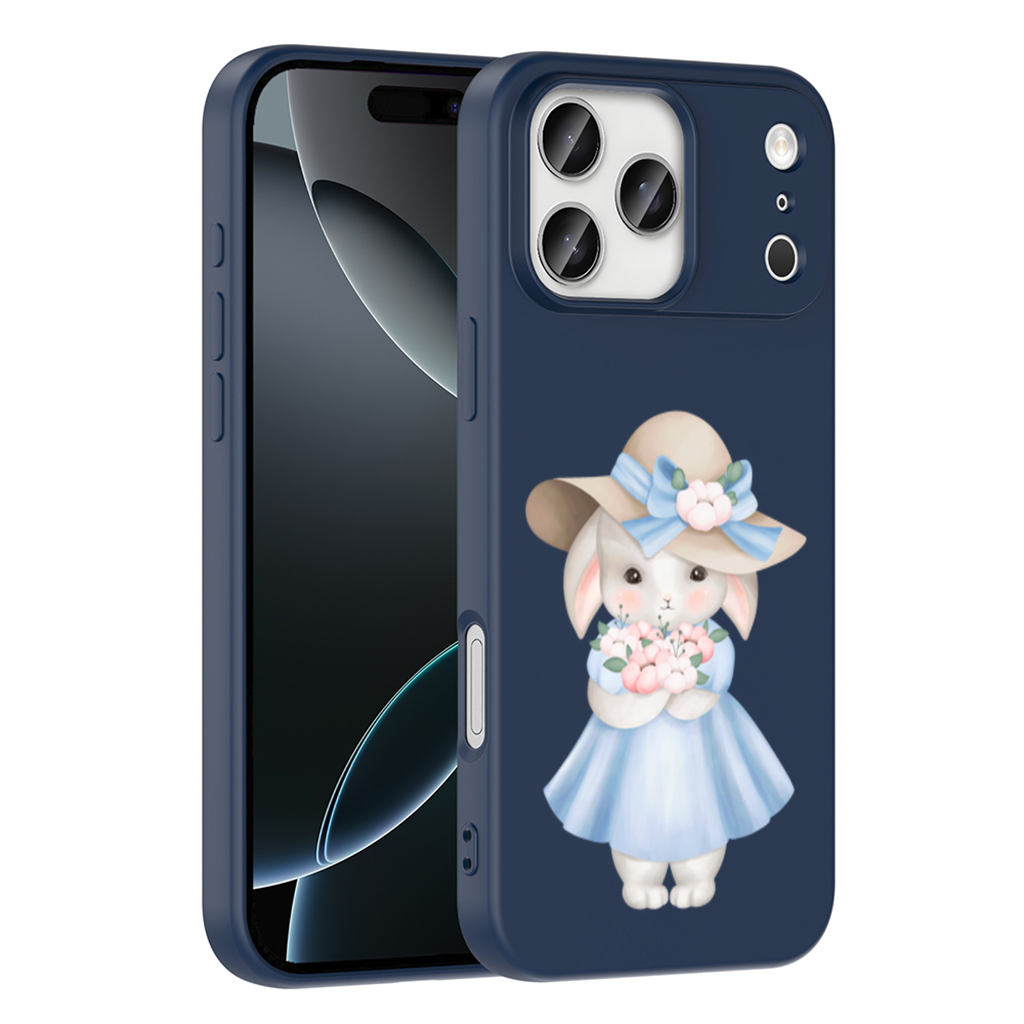 Cute Bunny with Hat Holding Flowers iPhone 17 Pro Max Case