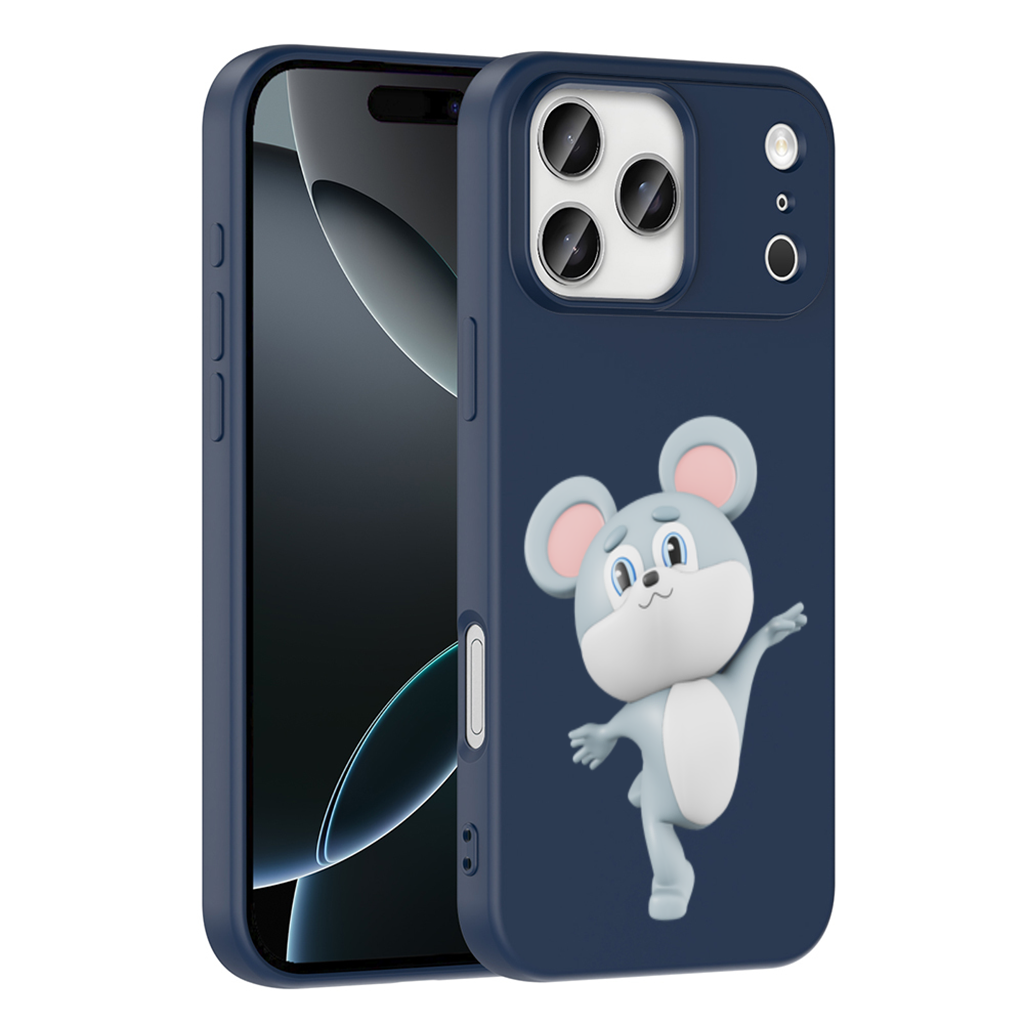 Dancing Cute Grey Mouse Character iPhone 17 Pro Max Case