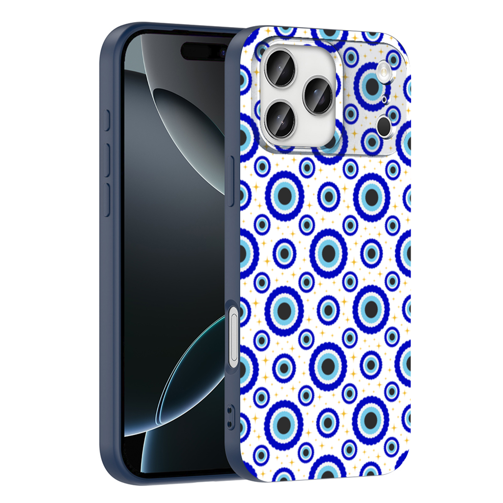 Blue Evil Eye Pattern with Stars iPhone 17 Pro Max Case