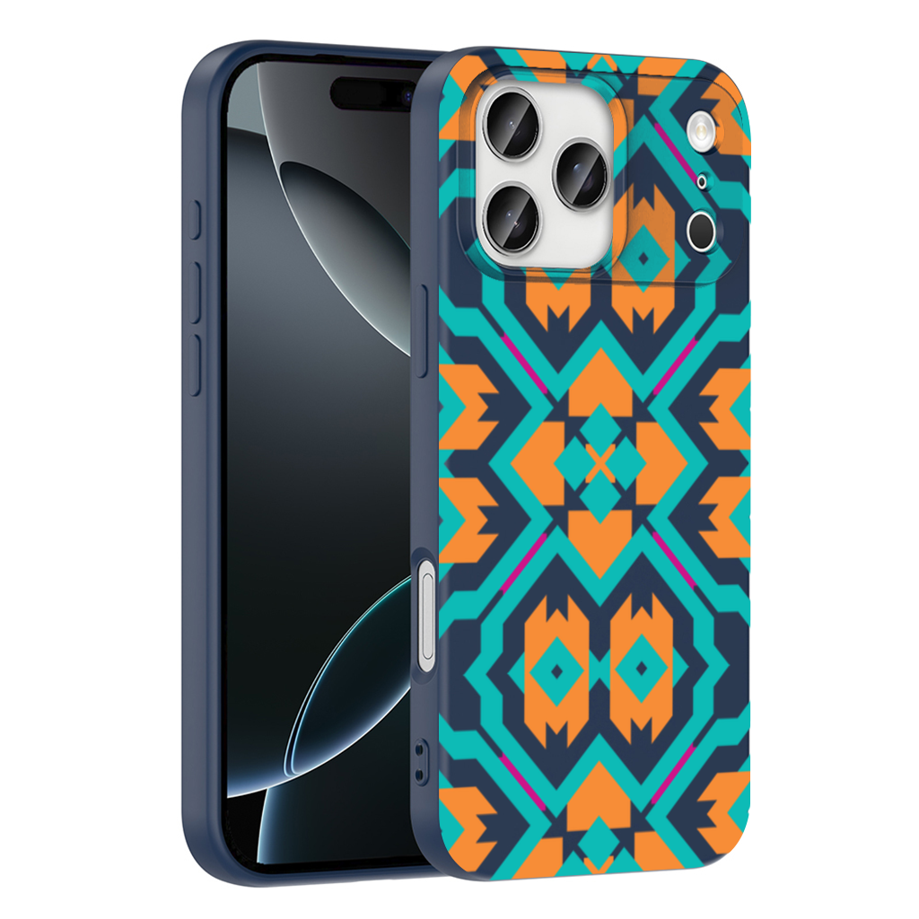 Orange and Turquoise Geometric Pattern iPhone 17 Pro Max Case