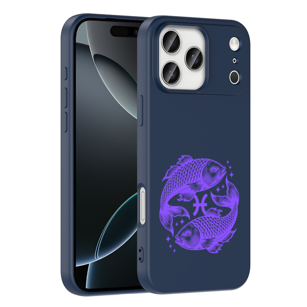 Pisces Zodiac Symbol with Purple Fish Art iPhone 17 Pro Max Case