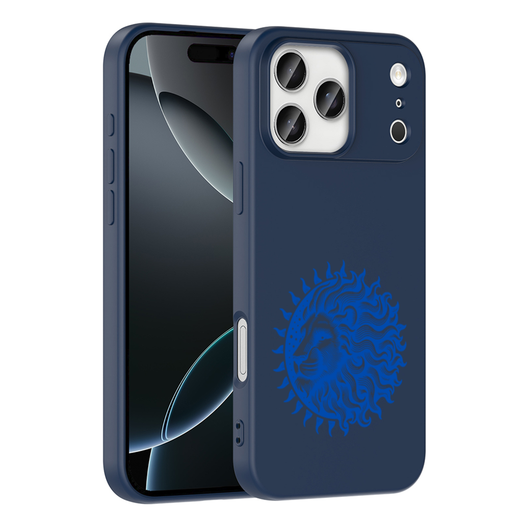 Leo Zodiac Sun and Moon Blue Motif iPhone 17 Pro Max Case