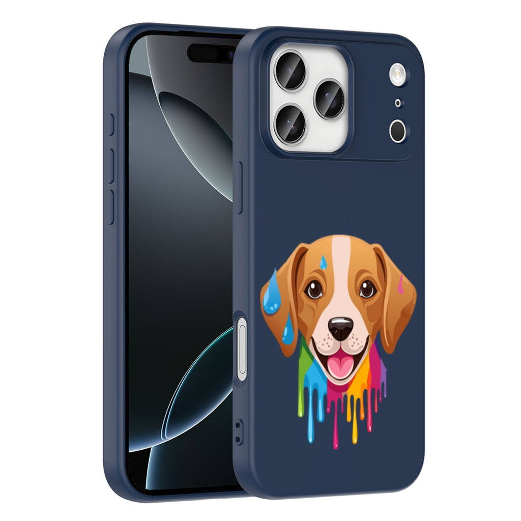 Happy Dog with Colorful Paint Drips iPhone 17 Pro Max Case