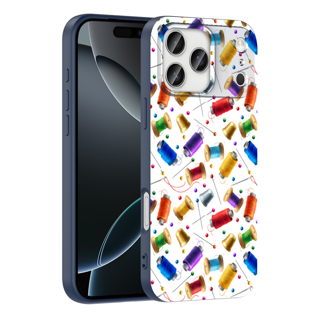 Colorful Thread Spools and Sewing Tools Pattern iPhone 17 Pro Max Case