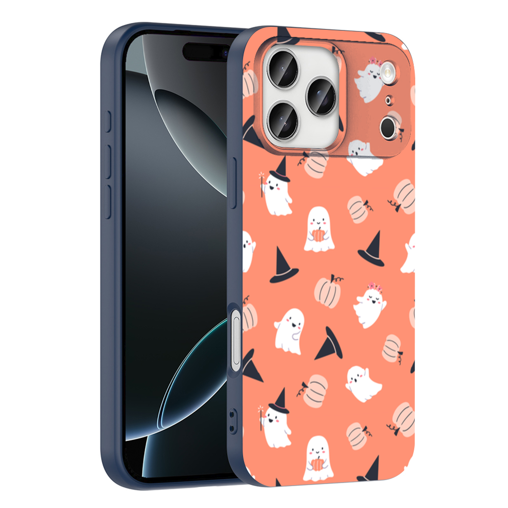 Cute Pumpkin and Witch Hat Ghost Pattern iPhone 17 Pro Max Case
