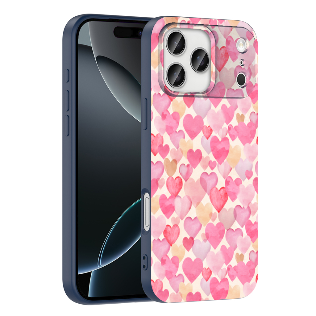Watercolor Pink Hearts iPhone 17 Pro Max Case