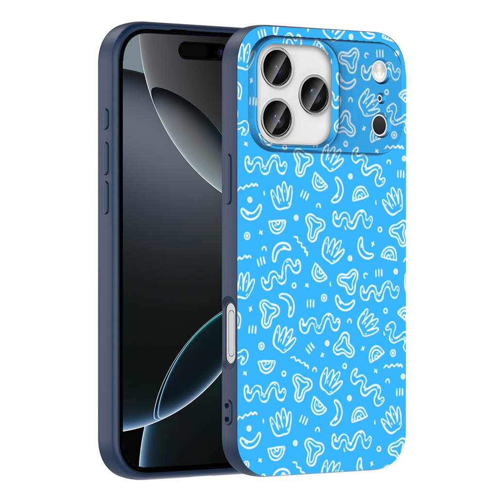 Blue Abstract Doodle iPhone 17 Pro Max Case