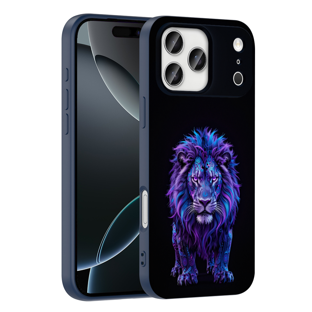 Neon Purple Lion iPhone 17 Pro Max Case