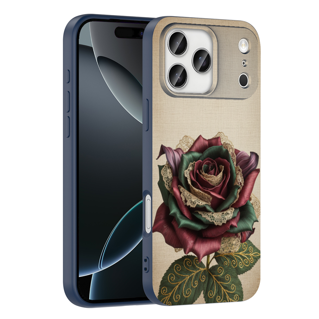 Garnet Emerald Lace Rose iPhone 17 Pro Max Case