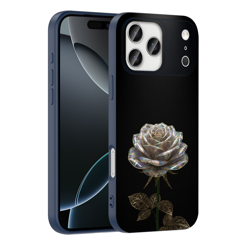 Iridescent Glass Rose Gold Filigree iPhone 17 Pro Max Case