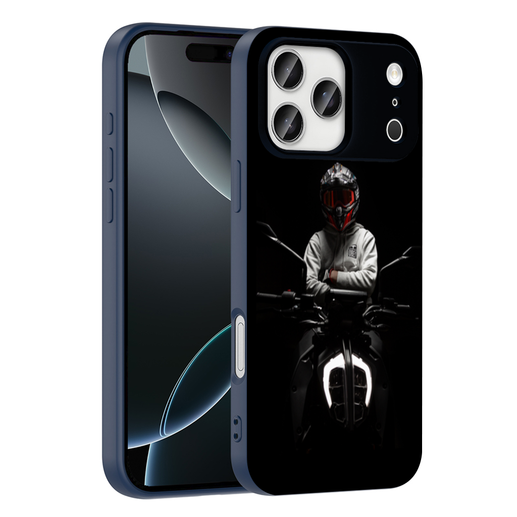 Dark Night Rider with Helmet iPhone 17 Pro Max Case