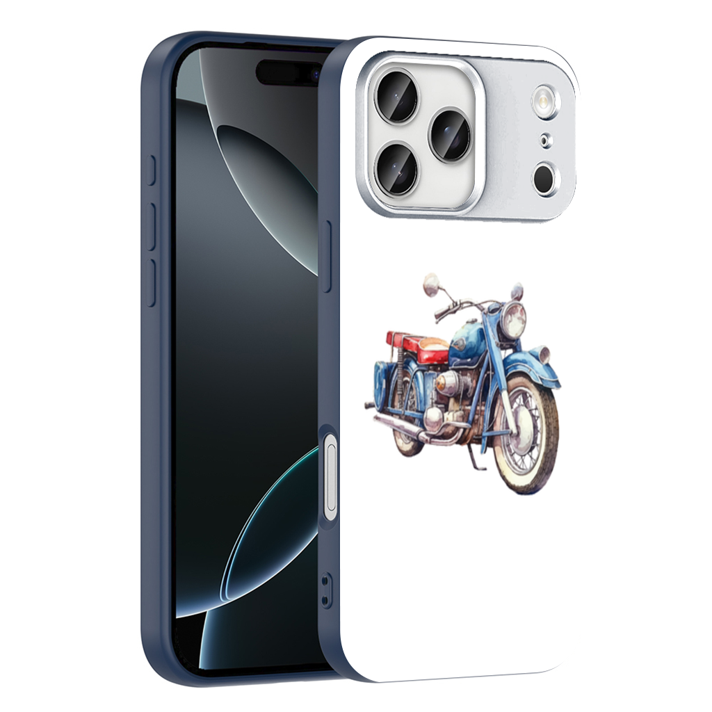 Vintage Blue Classic Motorcycle iPhone 17 Pro Max Case