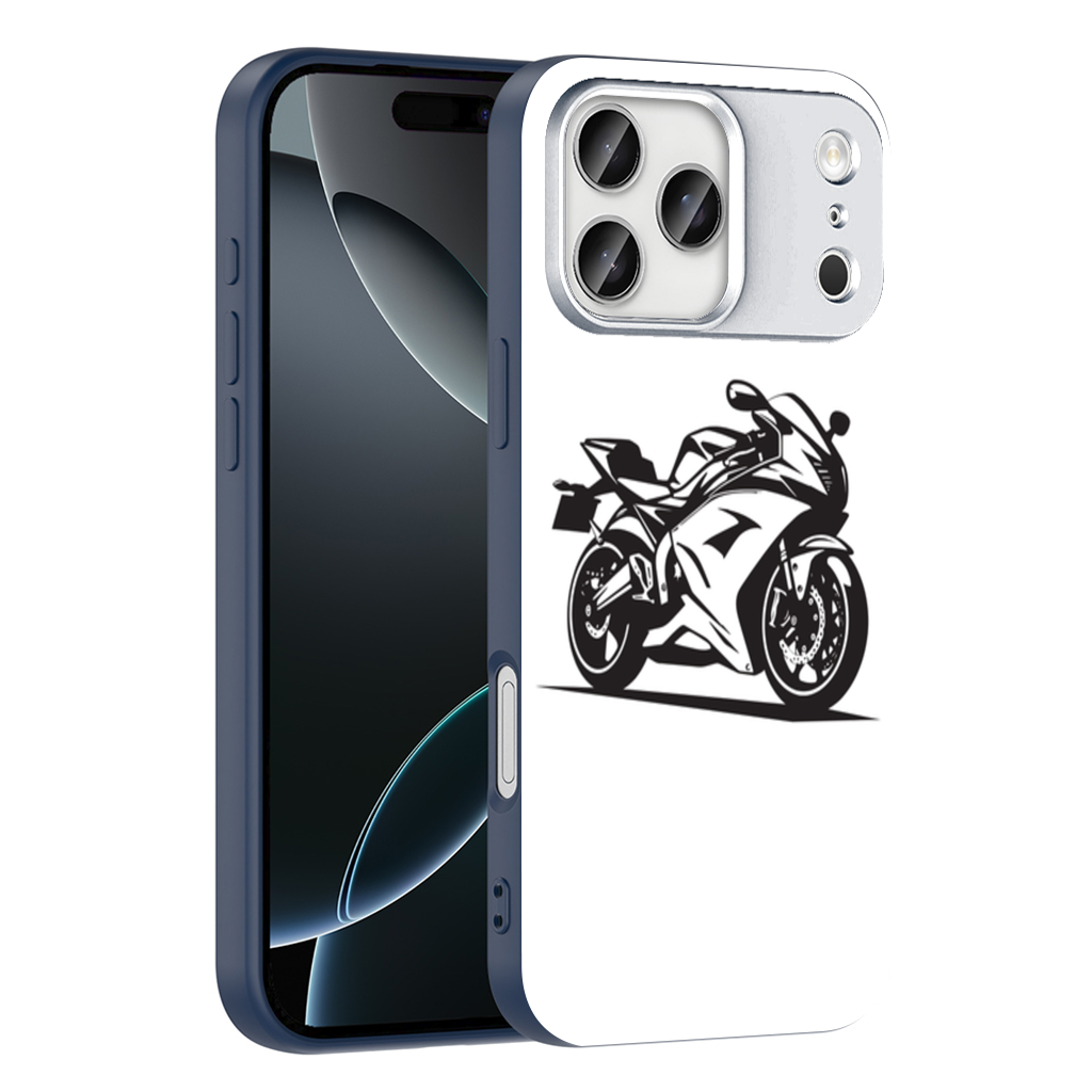 Monochrome Sport Motorcycle Silhouette iPhone 17 Pro Max Case