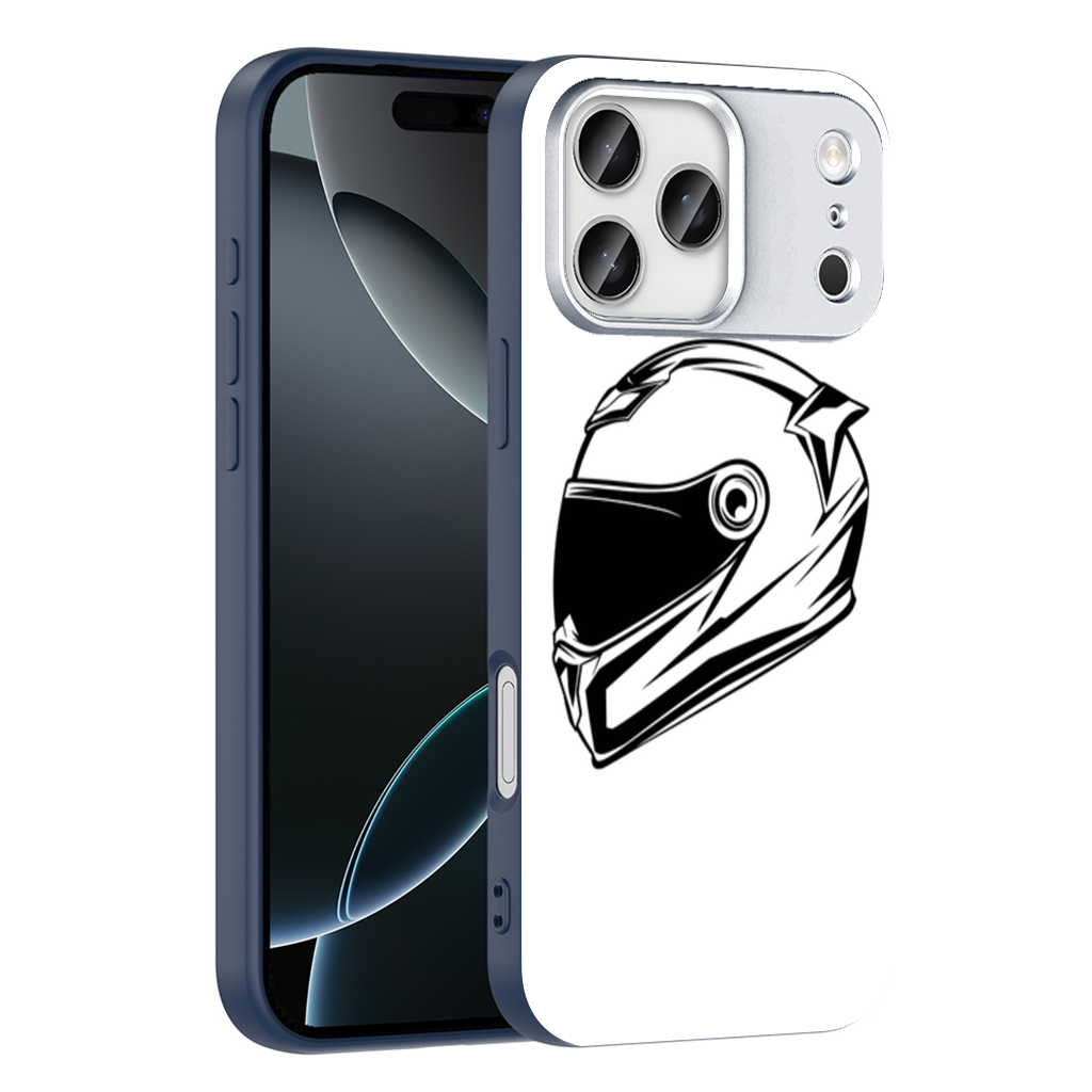 Monochrome Motorcycle Helmet iPhone 17 Pro Max Case