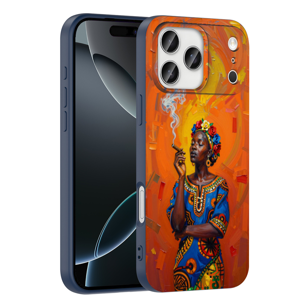 African Woman with Cigar and Floral Crown iPhone 17 Pro Max Case