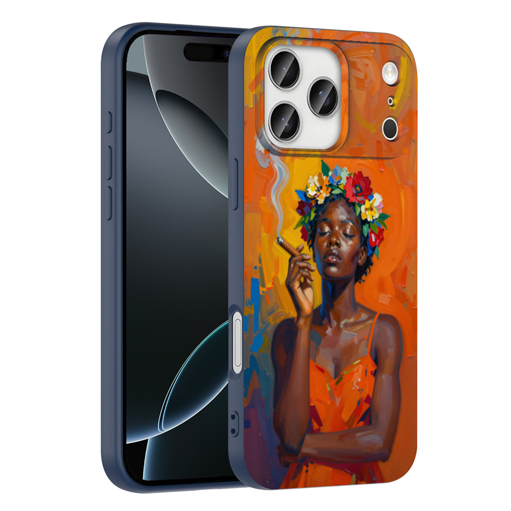 Black Woman Smoking with Flower Crown iPhone 17 Pro Max Case