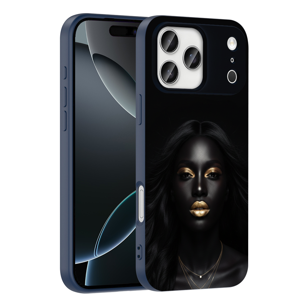 Golden Lips Melanin Goddess iPhone 17 Pro Max Case