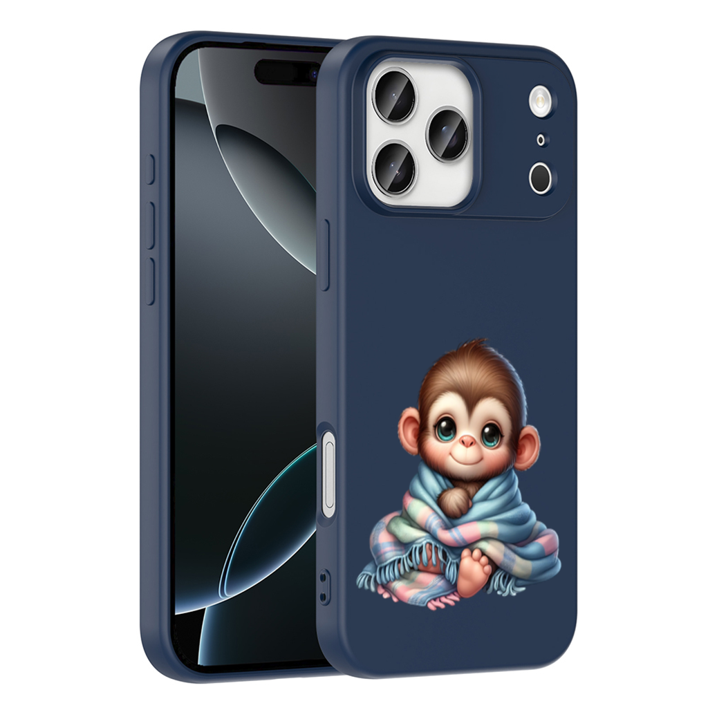 Cute Baby Monkey Wrapped in Blanket iPhone 17 Pro Max Case