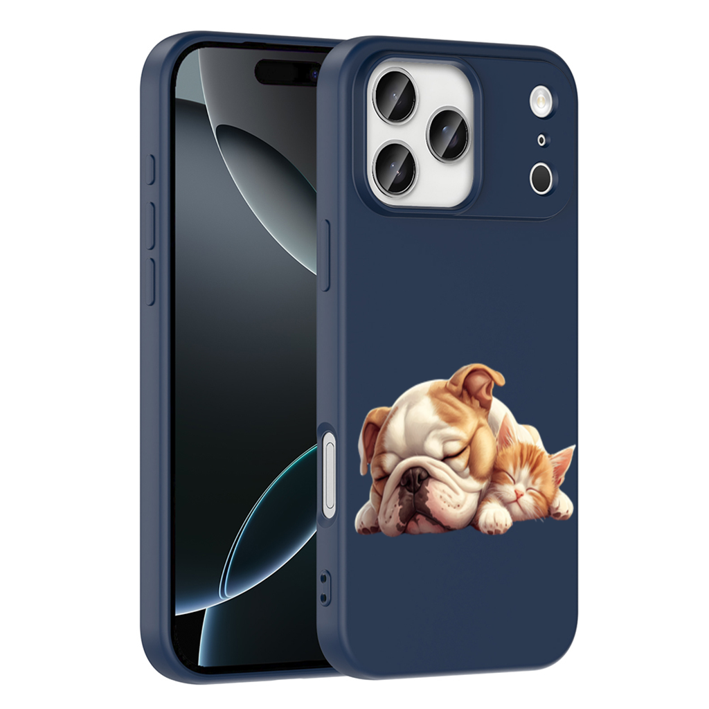 Sleeping Bulldog and Ginger Kitten iPhone 17 Pro Max Case