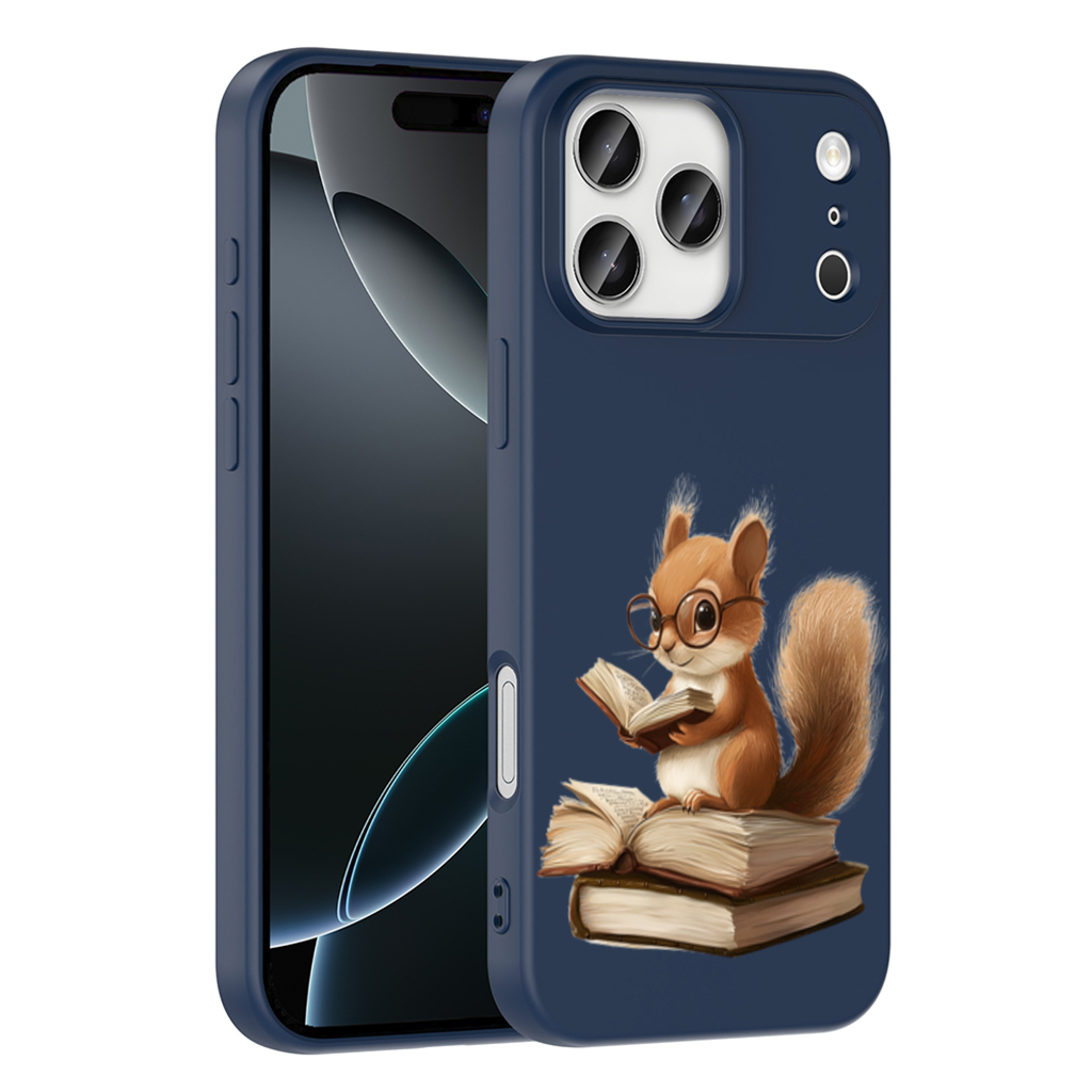 Scholarly Squirrel Reading on Book Stack iPhone 17 Pro Max Case