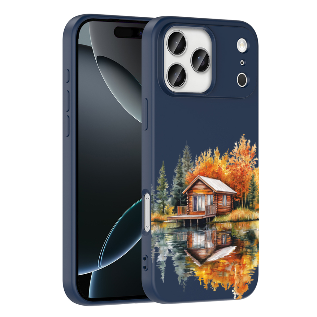 Lakeside Log Cabin Autumn Landscape iPhone 17 Pro Max Case