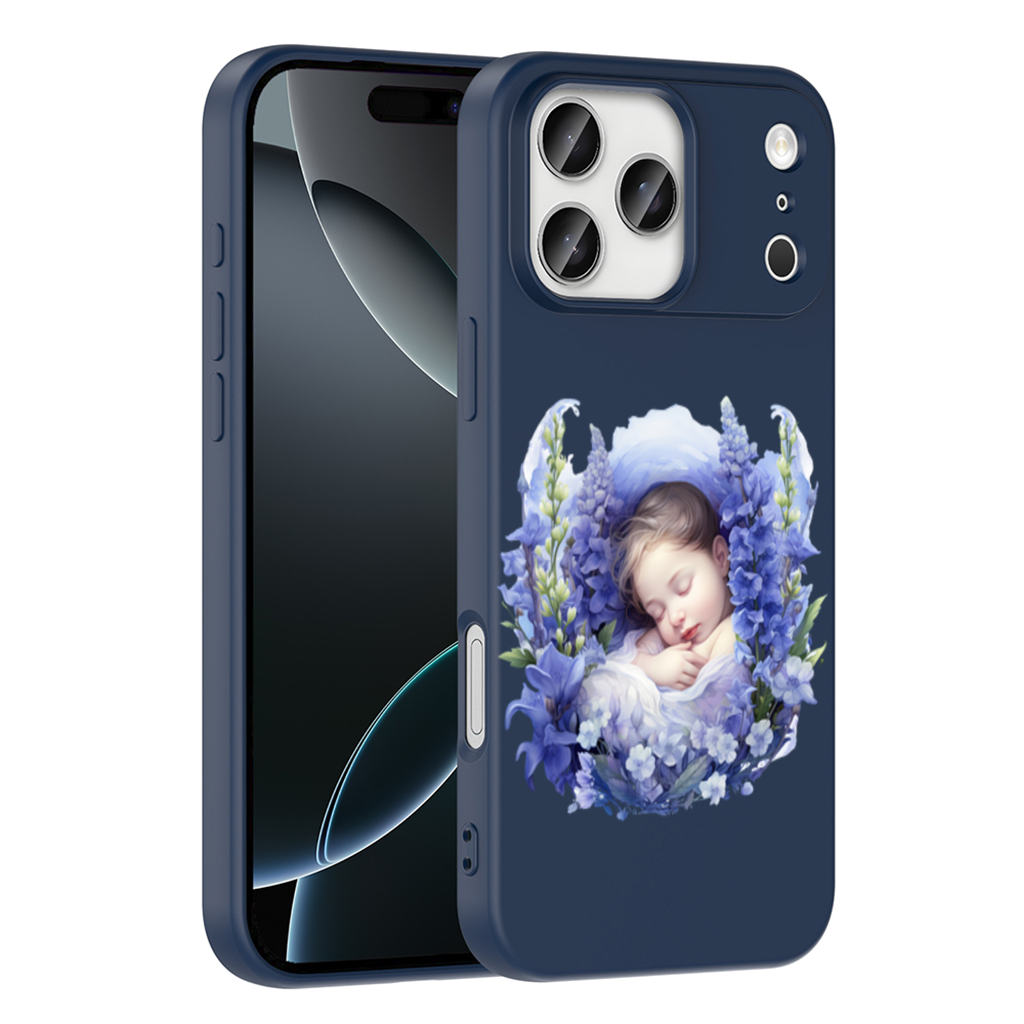 Sleeping Baby Blue Larkspur iPhone 17 Pro Max Case