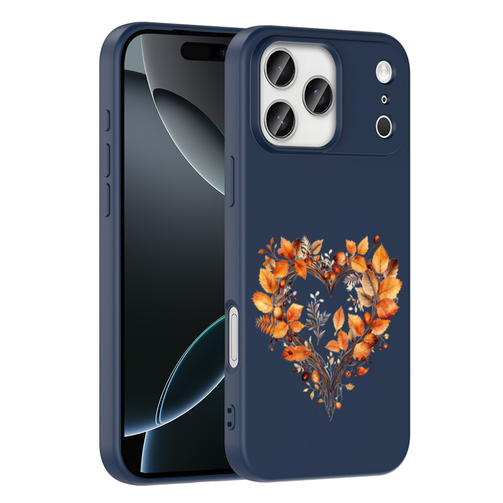 Orange Autumn Leaves Heart iPhone 17 Pro Max Case
