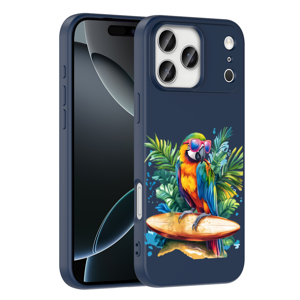 Surfing Parrot with Pink Sunglasses iPhone 17 Pro Max Case