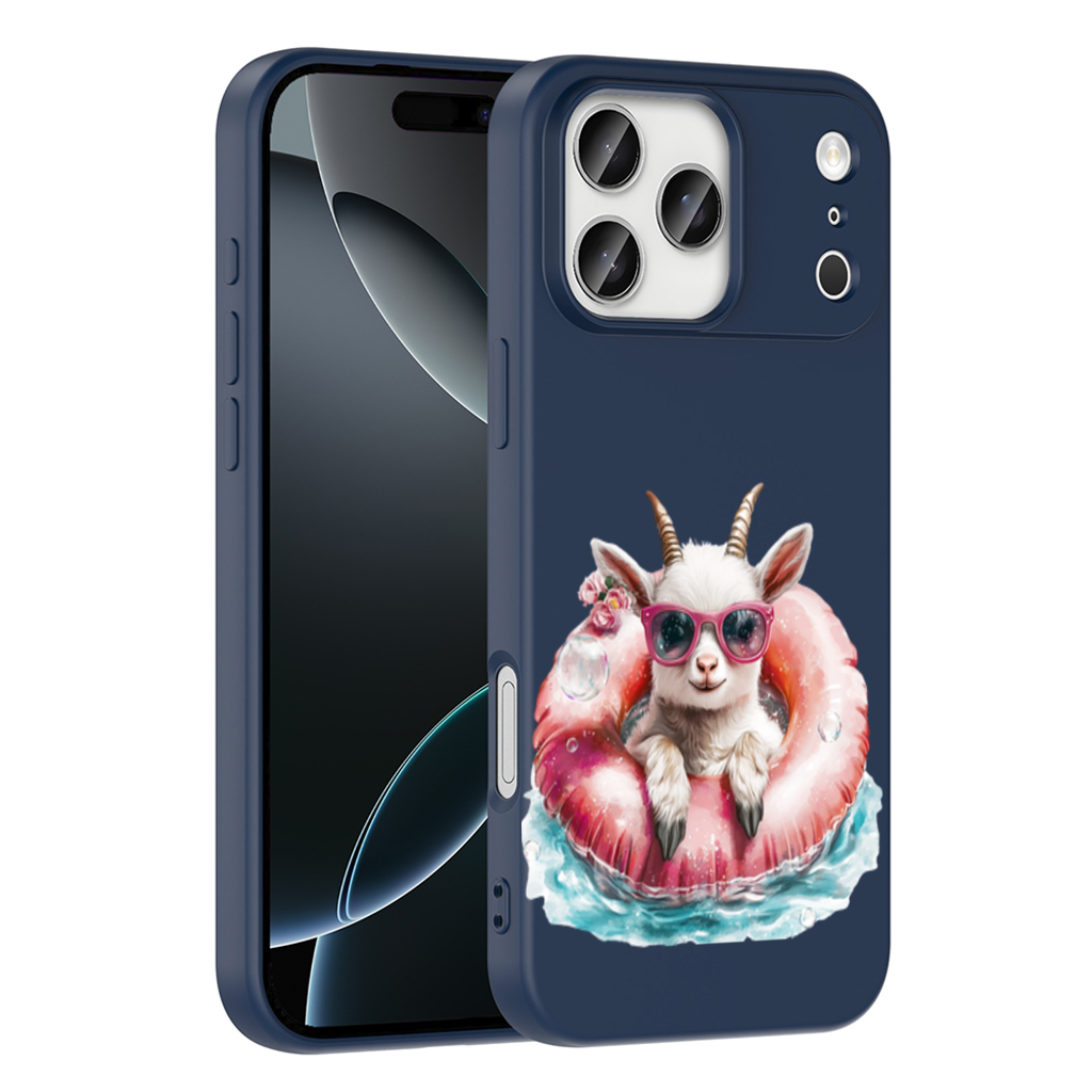 Baby Goat in Pink Pool Ring iPhone 17 Pro Max Case