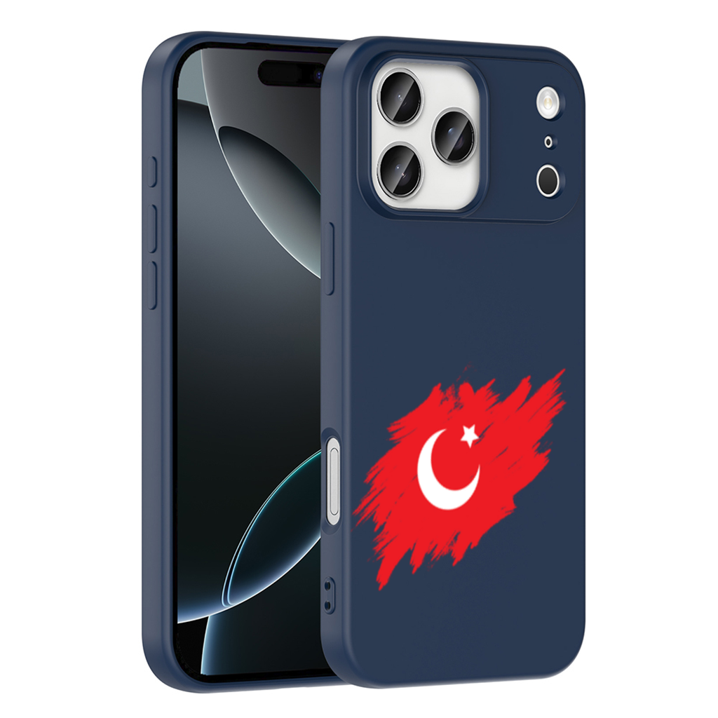 Fırça Darbeli Ay Yıldız Türkiye Bayrağı iPhone 17 Pro Max Kılıfı