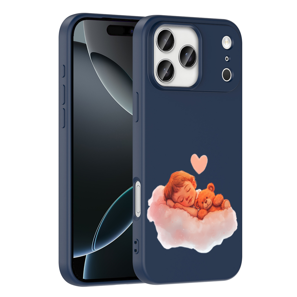 Bulut Üstünde Uyuyan Bebek ve Ayıcık iPhone 17 Pro Max Kılıfı