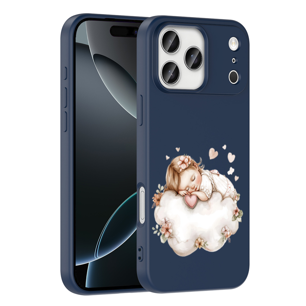 Bulut Üstünde Uyuyan Çiçekli Bebek iPhone 17 Pro Max Kılıfı