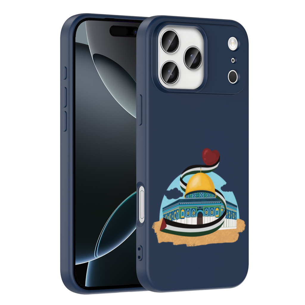 Filistin Bayraklı Kubbet-üs Sahra ve Kalp iPhone 17 Pro Max Kılıfı