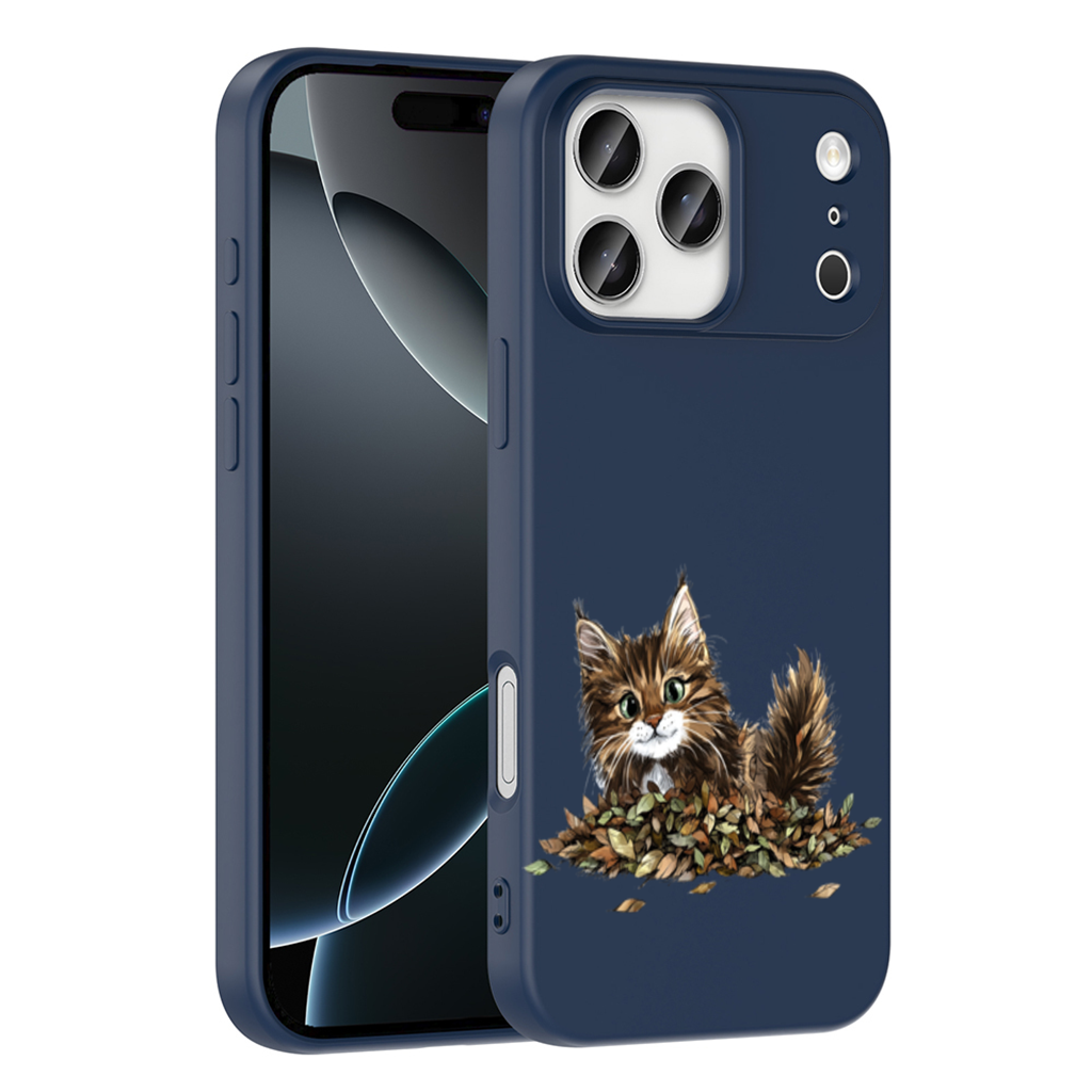 Cute Fluffy Kitten in Autumn Leaves 