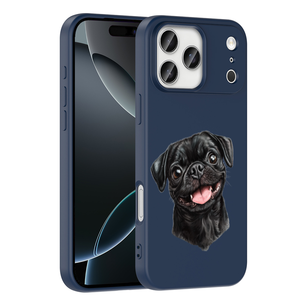 Gülümseyen Siyah Pug Köpek iPhone 17 Pro Max Kılıfı