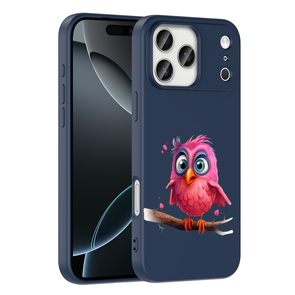 Cute Pink Bird with Large Blue Eyes 