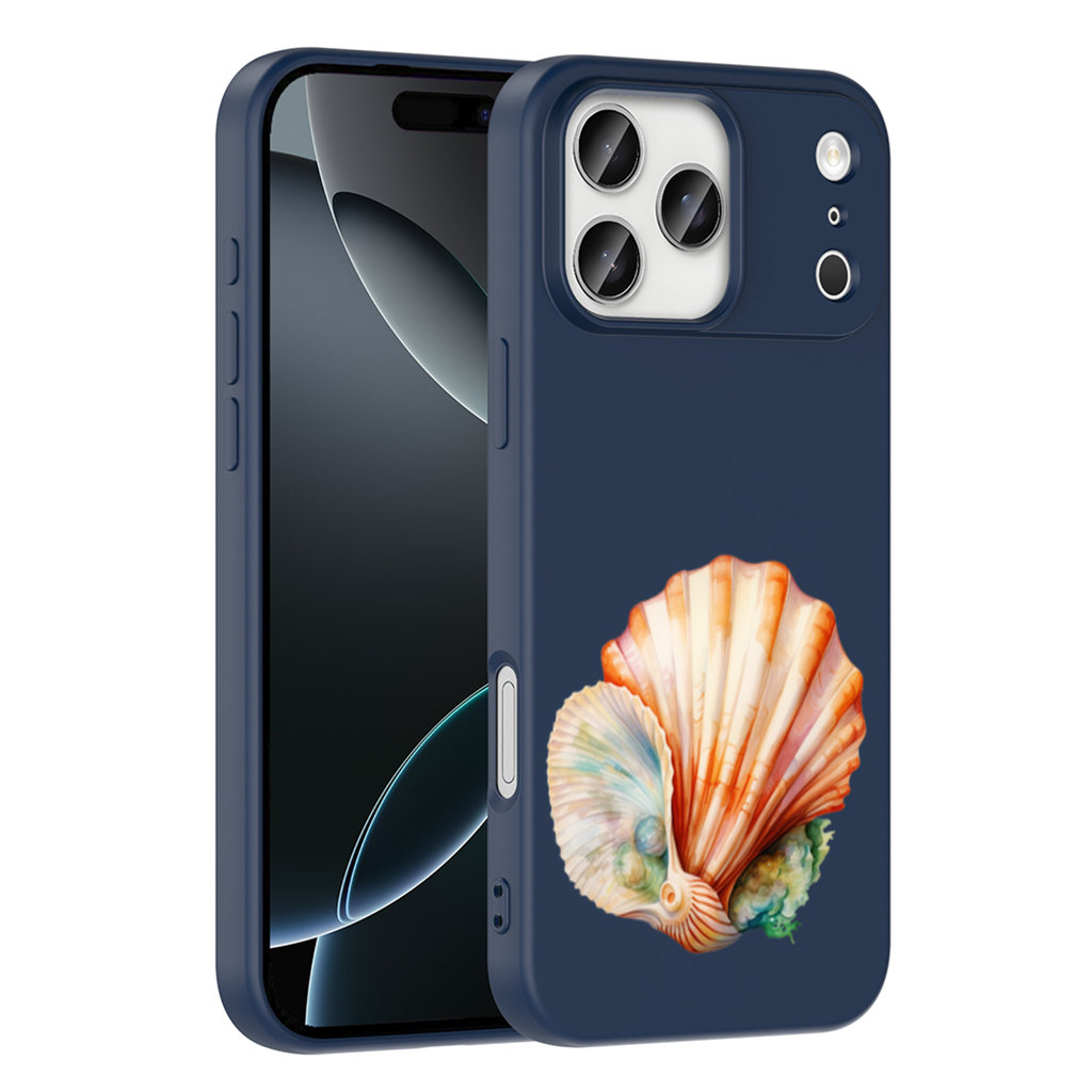 Iridescent Pearls in Orange Scallop Seashell 