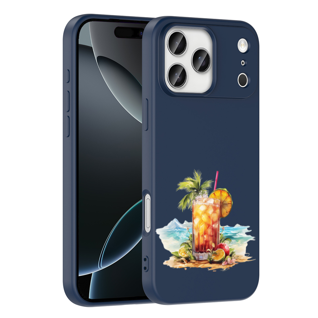 Egzotik Tropikal Sahilde Buzlu Meyveli İçecek iPhone 17 Pro Max Kılıfı