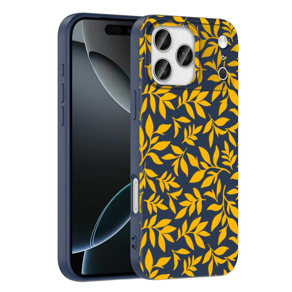 Mustard Yellow Botanical Leaves iPhone 17 Pro Max Case