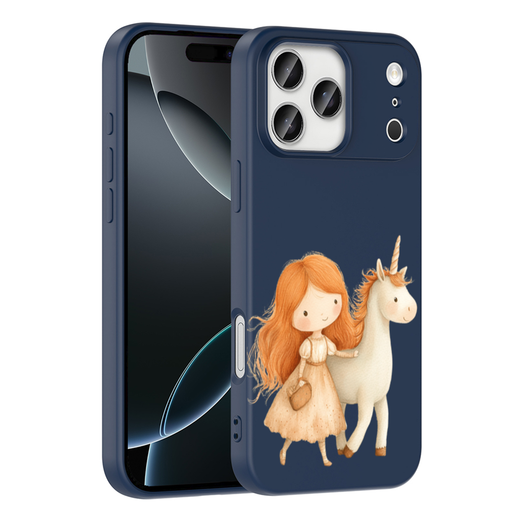 Ginger Girl with Whimsical White Unicorn iPhone 17 Pro Max Case