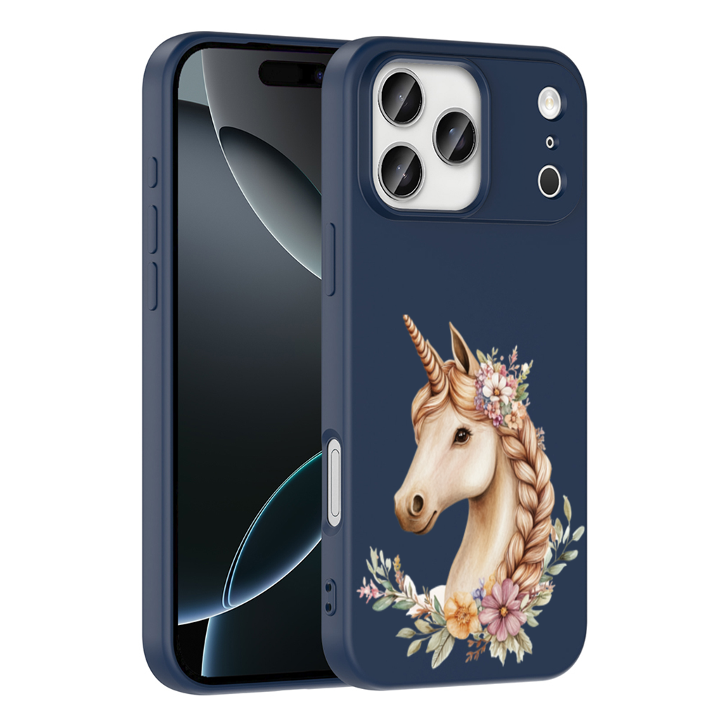 Çiçekli Bohem Tekboynuz iPhone 17 Pro Max Kılıfı