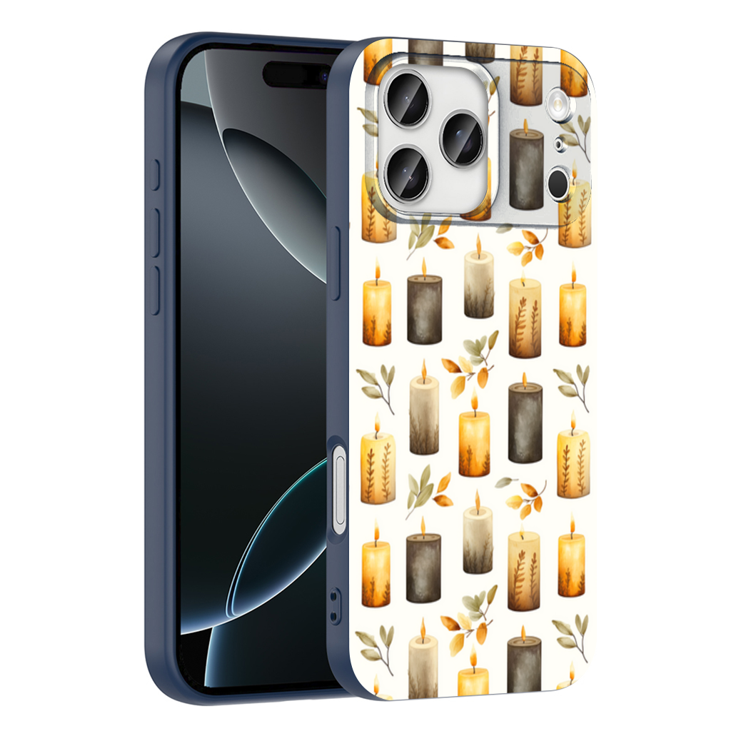 Warm Neutral Autumn Candles and Leaves iPhone 17 Pro Max Case
