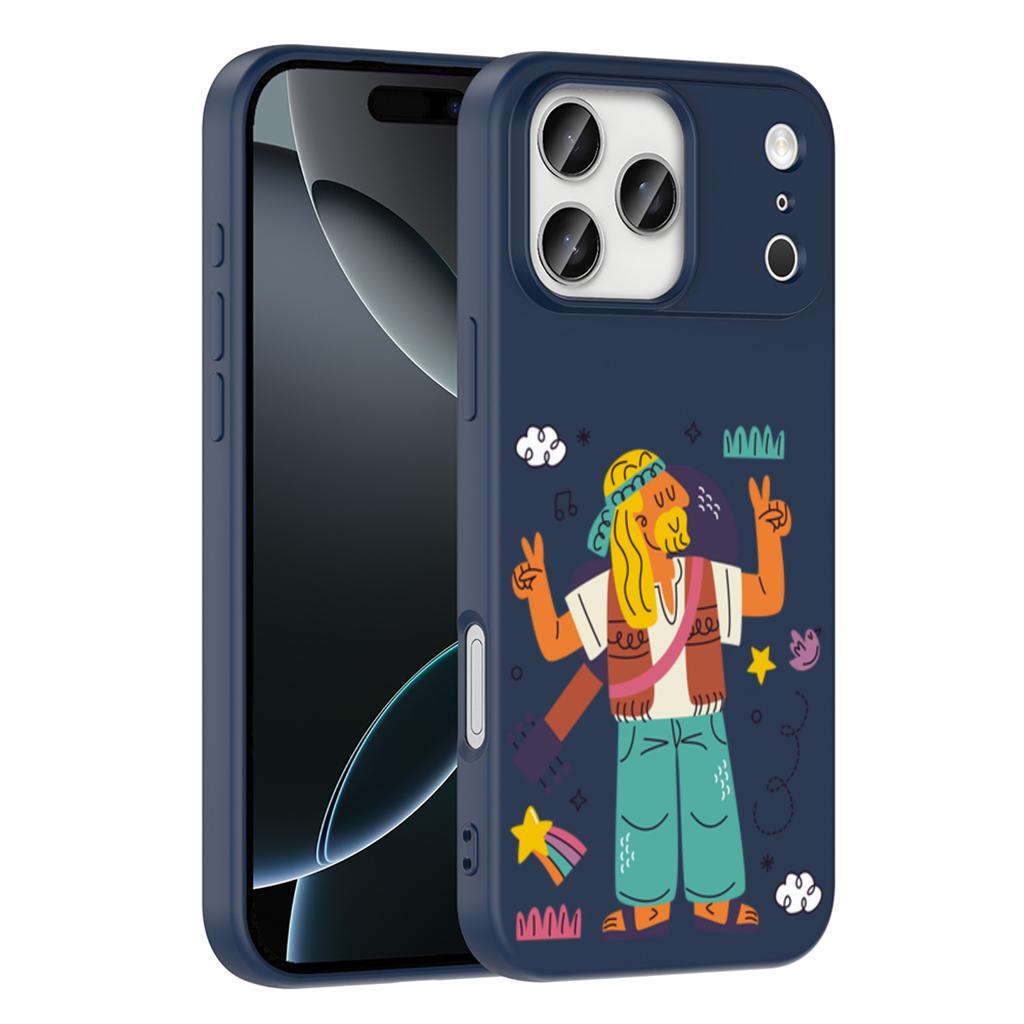 Retro Hippie Character iPhone 17 Pro Max Case