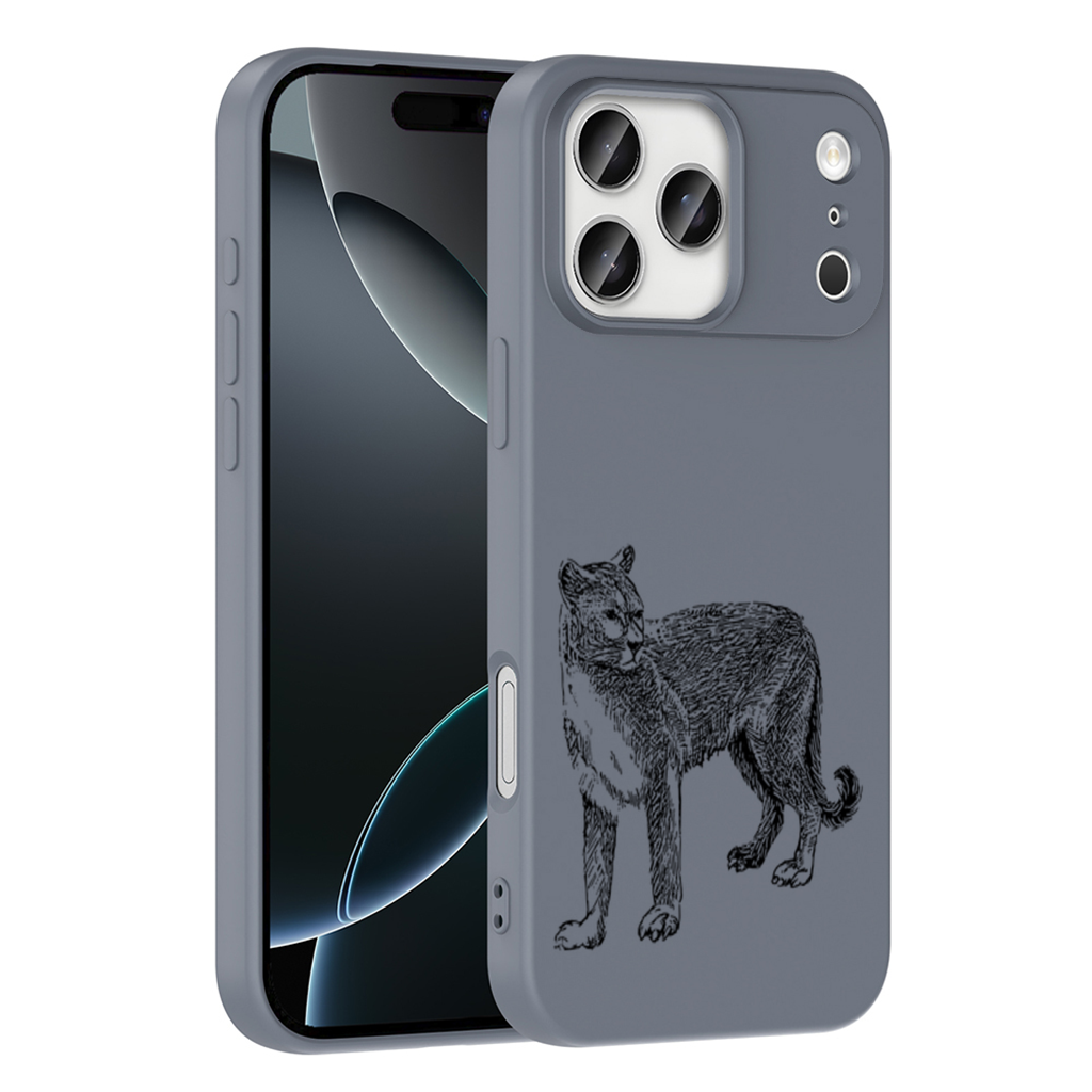 Black and White Wild Cat Sketch Illustration iPhone 17 Pro Max Case